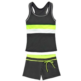 JerrisApparel - Traje de baño de dos piezas para niñas pequeñas, Gris oscuro, 5-6 Años