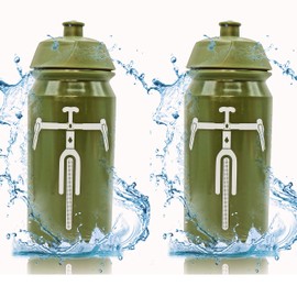 powermenschofficial Set of 2 Gravel Bicycle Water Bottles, 500 ml, 100% Biodegradable, BPA-Free, 0.5 Litre Cycling Bottle, Olive White for Bike Packing Ultracycling