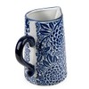 Sumatra Blue and White Floral Ceramic Pitcher, Decorative Serving Jug,