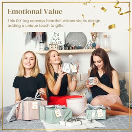 VGOODALL 100PCS Gift Tags with String Attached, 2 x 3 Inches Paper Tags with String Hanging Label for Party Wedding Birthday Baby Shower