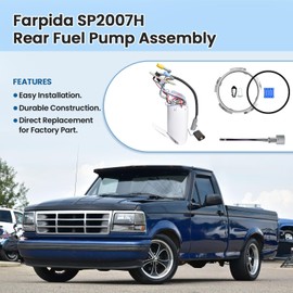 Farpida SP2007H Rear Fuel Pump Assembly for Ford F Super Duty F150 F250 F350 1992 1993 1994 1995 1996 1997 Ford F250 HD L6 4.9L V8 5.0L 5.8L 7.5L Electric Fuel Pumps After Axle Tank Steel Tank 18 Gal