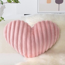 AELS Heart Shaped Pillow, 20 Inches Heart Decorative Throw Pillows, Faux Fur Love Pillows Cute Pillow, Valentines Day Decorations, Wedding Decor, Living Room Bedroom Nursery Decor, Pastel Pink