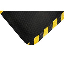 M+A Matting - 424020035 Hog Heaven Industrial-Grade Anti-Fatigue Mat | OSHA Yellow Striped Border | Welding Safe, Slip Resistant, Grease/Oil Proof, Ergonomic 7/8-inch Mat (Black, 3' x 5') (424-2-5F 3F)