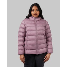 32 Degrees Women's Lightweight Recycled Poly-Fill Packable Hooded Jacket | Zippered Pockets | Water Repellent, Elderberry, Large