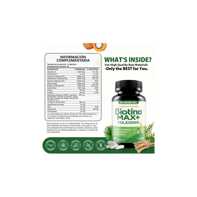 Windboss Biotina Contribuye Al Mantenimiento Del Cabello,