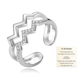 Mood Rings for Women To My Daughter/Sister/Wife/Mom Fidget Ring Daughter Gifts from Mom Adjustable Anxiety Spinner Rings Jewelry Christmas Gifts Stocking Stuffers Birthday Gifts for Women(wave)