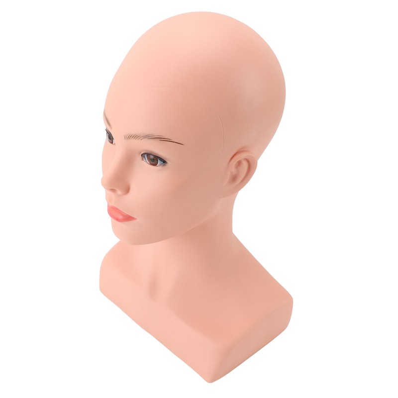 Female Bald Mannequin Head with Shoulder PVC Professional Cosmetology Face