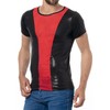 Latex Like Men's Shirt with Red Insert, black