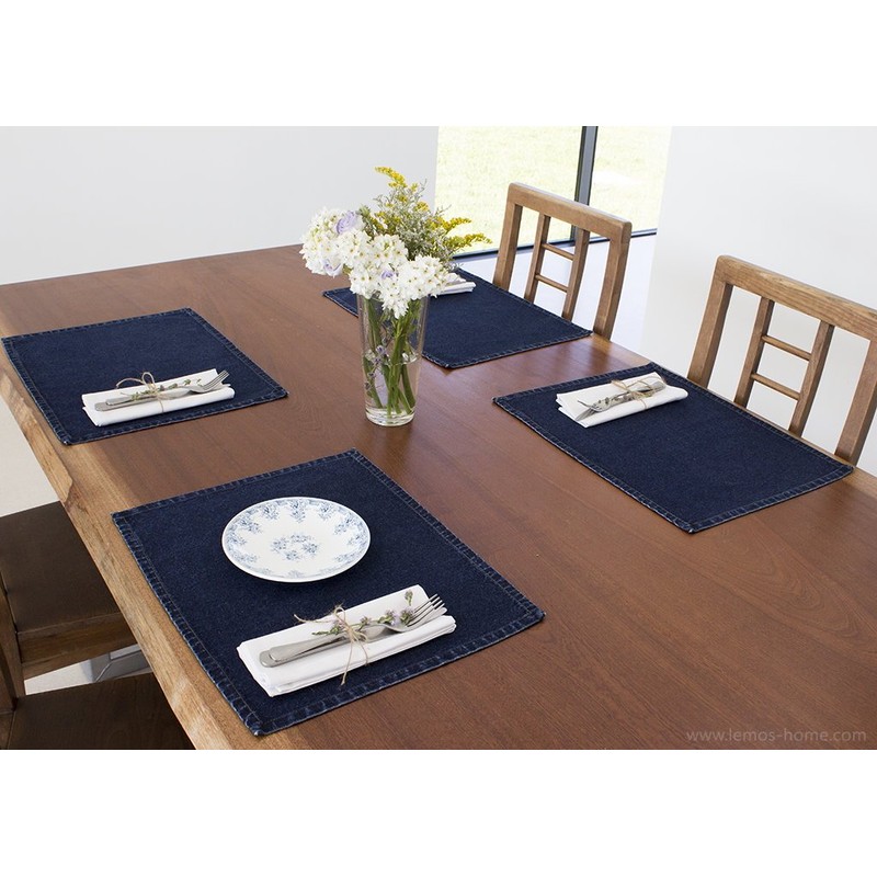 Lemos Home Placemats Set of 4 Denim Cotton 46 x