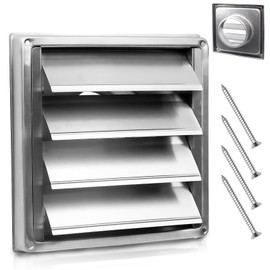 4" Upgrade Metal Dryer Vent Cover for House, Premium Stainless Steel Dryer Vent with 4 Screws, Exterior Wall Vent Cover with Louvre for Dryer Vents Range Hood Vent AC Vent