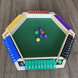 WDEC 6-Spieler Shut The Box, Brettspiel aus Holz, Schließ die BoxWürfelspiel Holzbrett Zahlenspiel Family Pub Bar, Schließen Sie die Box Würfel Spiel für Kinder, Familie Math Spiel (Grün)