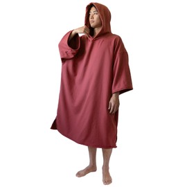 Oruta Surf Poncho, Large Size, Hooded, Men's, Women's, Changing Clothes, Cold Protection, Half Sleeve, Imabari Towel Fabric, Beach, Pool, After Bathing, Sauna, 100% Cotton, Burgundy