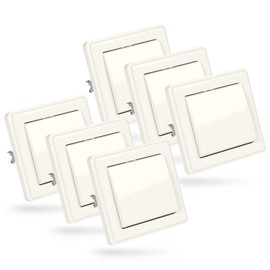 ABSINA 6 x Flush-Mounted Push Button Light Switch 250 V AC, 10 A, IP20 Including Frame, Flush-Mounted Insert & Cover, Light Switch, Flush-Mounted Button, Push Button Switch, Flush-Mounted Switch
