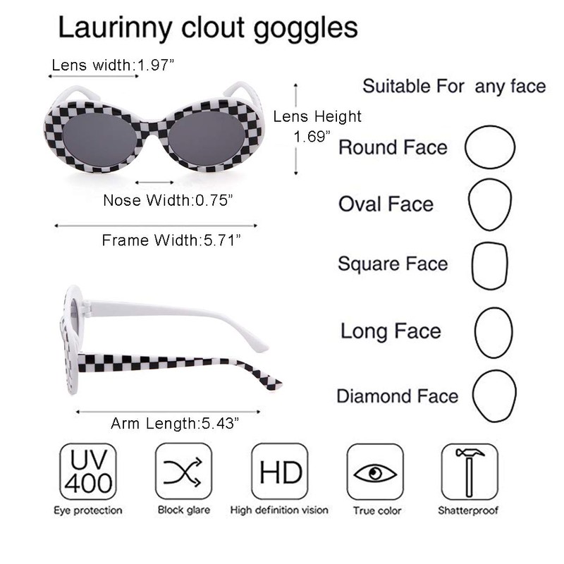 Clout Goggles Oval Bold Retro Mod Kurt Cobain Sunglasses Clout