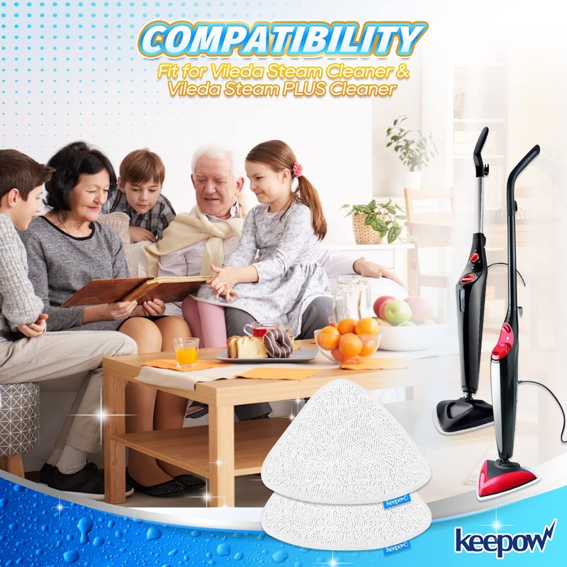 KEEPOW Steam Mop Replacement Pads for Viledas Steam Mop Plus