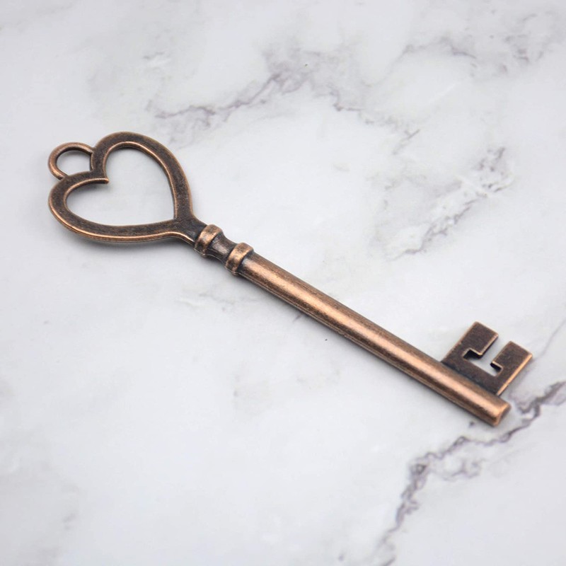 Makhry 30pcs Wedding Party Favor Heart Shape Retro Skeleton Keys