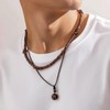 Drosemin Puka Shell Necklace for Men Summer Boho Surfer Brown