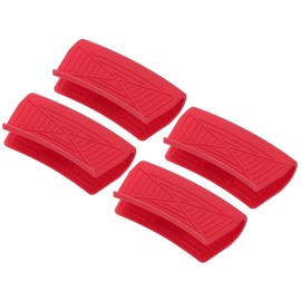 uxcell 4 Pcs Silicone Assist Hot Pan Handle Holder Hot Skillet Handle Covers Pot Holder Sleeve Non-Slip Heat Resistant for Kitchen Pot Frying Pans Cookware (Red, Square Edge Arc)