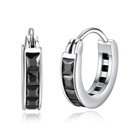 GAVU Vintage CZ Paved Stainless Steel Hoop Earrings for Men