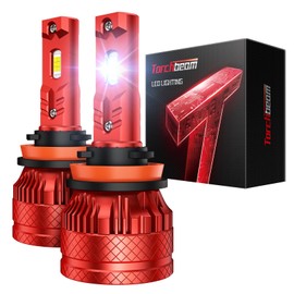 Torchbeam T6S H11/H8 Bulbs or Led Lights, 1000% High Bright, 6500K Cool White H11 Powersport Bulbs with Cooling Fan, with 60,000Hrs Lifespan, IP68 Waterproof, CanBus Ready, Plug-N-Play, Pack of 2