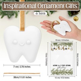 Nuanchu 6 Sets Christmas Tooth Ornaments for Xmas Tree Dental Assistant Dentist Staff Gifts Christmas Fir Scented Hanging Decorations Air Freshener Office Decor