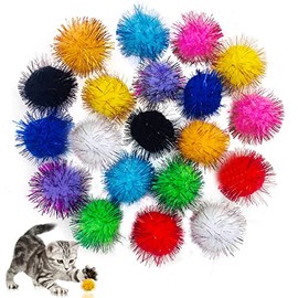 PET SHOW 20 bolas brillantes para gatos de 2 pulgadas, colores surtidos con purpurina, bolas de juguete para gatos