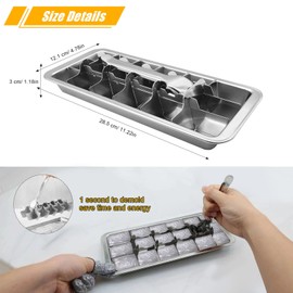 Stainless Steel Ice Cube Trays with 18 Slot Vintage Inspired Design Metal Ice Cube Trays with Removable Easy Release Handle for Bars Kitchens for Food Juice Dishwasher Safe (with Finger Gloves)