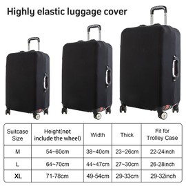Suitcase Protective Cover, Elastic Suitcase Cover, Travel Suitcase Protective Cover, Luggage Cover, Suitcase Cover, Protective Cover, Reusable, black