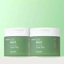 Hanskin 한스킨 순한 어성초 카밍 토너 패드 70매 Hanskin Mild Artemisia Calming Toner Pad 70 Sheets [Two Mugwort Pads (B0008315)]