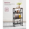VASAGLE Slim Rolling Cart, 4-Tier Narrow Storage Cart with Handle,