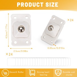ASTIMESA 24 Pack Mini Self Adhesive Caster Wheels, 1 Inch Stainless Steel Paste Universal Wheel, Small 360° Swivel Sticky Appliance Ball Rollers for Furniture Kitchen Countertop Storage Box (White)