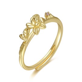 Gold Birthstone Rings for Women,Dainty 14K Gold Plated Birthstone Flower Ring Adjustable Birth Month Gold Ring Unique Non Tarnish Stackable Finger Simple Birthday Jewelry Birthstone Jewelry (September)