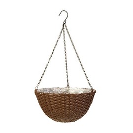 14" Resin Woven Hanging Basket, Espresso Brown, Hangings Basket