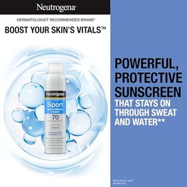 Neutrogena Sport Active Defense SPF 70 - Protector solar en aerosol, aerosol protector solar resistente al sudor y al agua, con protección de amplio e