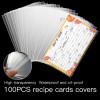 Hvswly 100PCS Recipe Card Protectors4x6 Waterproof Clear 4 x 6