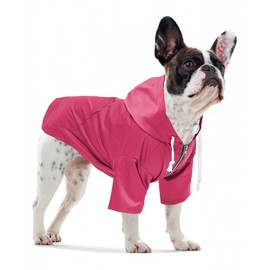 Stylish Premium Dog Raincoats - Dog Wear Yellow Zip Up Dog Raincoat with Reflective Buttons, Pockets, Rain/Water Resistant, Adjustable Drawstring -Pink-XS