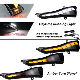 BINQIGOO LED Side Mirror Marker Light for Infiniti Q50 Q60 Q70 QX50 QX60 Indicator Lamps DRL Dynamic Turn Signal Upgraded Mirror LED Blinker Replacement (Smoked Lens)