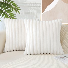 JOTOM 2er Set Doppelseitige Kunstpelz Plüsch Kissenbezüge, Dekorative Weich Kissenbezug Moderne Kissenhülle Sofakissen Zierkissenbezug für Wohnzimmer Schlafzimmer Deko (45x45cm, Beige)