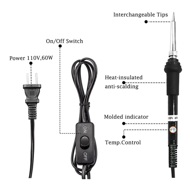 Tougs Soldering Iron Kit 60W Adjustable Temperature Controlled Welding Tool