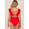 PinkBlush Red Cutout Flutter One Piece Maternity Swimsuit