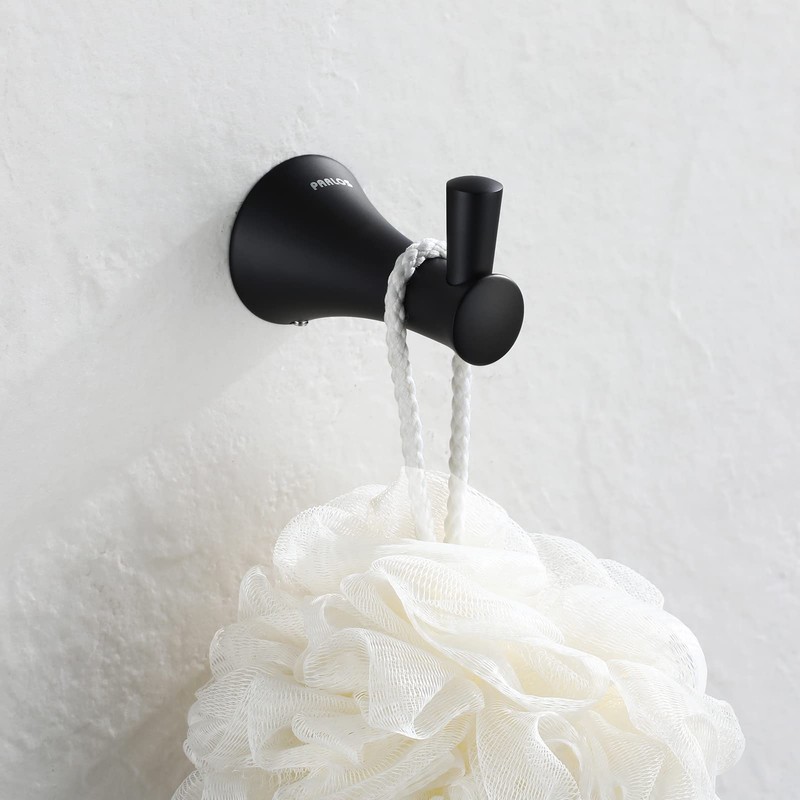 PARLOS Towel Hook, Wall Mounted Coat Hook, Matte Black Robe