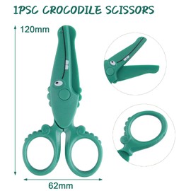 ASTARON Kids Safety Scissors, Cute Crocodile Shape Design Kids Preschool Training Scissors, Art Craft Plastic Scissors for School Supplies and Scrapbooking Supplies, 3 Styles Options (Crocodile)