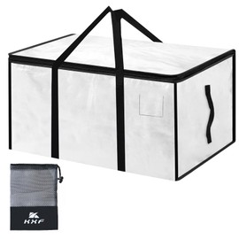 KXF 90L Waterproof Transparent Storage Bag with 1 Drawstring Bag Wardrobe Organiser Foldable Duvet Storage Box with Lid Clothes Storage Moving Boxes with Handle