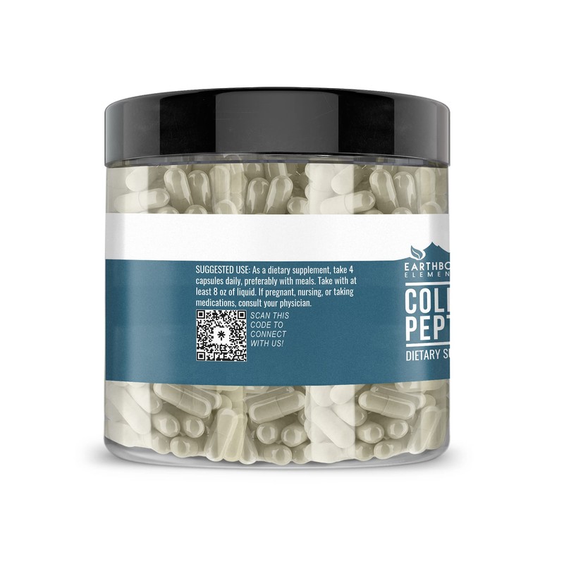 Earthborn Elements Collagen Peptides 200 Capsules, Pure & Undiluted, No