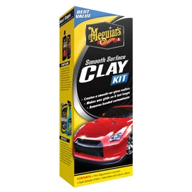 Meguiar's Smooth Surface Clay Kit - Includes 2 x 50g Premium Clay Bars, Quik Detailer 473ml and Microfibre Cloth 40cm x 40cm - Clay Bar Kit for Car Detailing - Automotive Detailing Clay