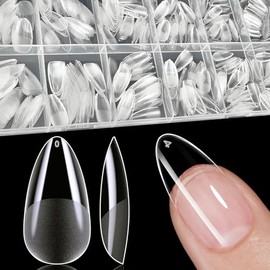 600 Pieces Medium Almond Nail Tips for Gel Nails 12 Sizes Nail Tips Almond Soft Gel Press On Nails Almond Pre-Shaped Full Cover Nail Tips Soft Gel Tips Artificial Nail for Nail Art DIY