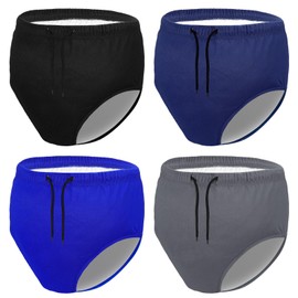 Cutecrop 4 Pcs Reusable Adult Swim Diapers Washable Cloth Diapers Leakproof Special Needs Swimwear for Incontinence Swimmers(Large)