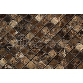 Emperador Dark Spanish Marble 5/8 X 5/8 Mosaic Tile, Polished