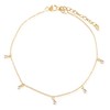 Yellow Gold Plated Sterling Silver Faux Pearl Dangle Station Anklet