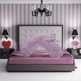 EXQUIZIT HOME® Fleece Pillowcase V Shaped Cover Only Teddy Cuddles Fleece Super Soft Pillow Case, Luxury Cosy Anti-Pill, Machine Washable (Colour: Lilac)